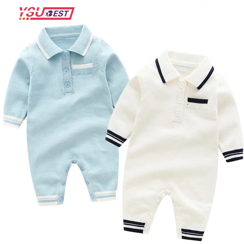 

0-24m Autumn Baby Boys Knit Rompers Cute Overalls Newborn Baby Clothes Long Sleeve Knitted Warm Kid's Clothing Knitting Romper