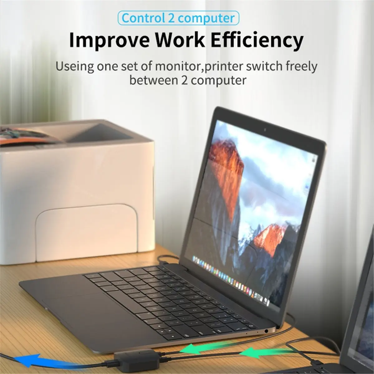 A85P 2X1 KVM Switch Box Selector Dual USB Switch Sharing USB 3.0 for Monitor Mouse Keyboard 2 Computer Laptop PC Keyboard