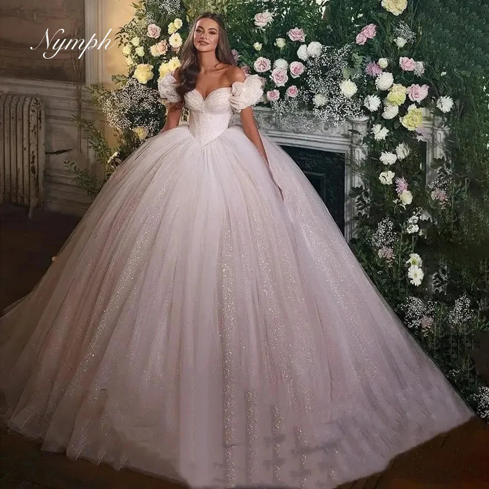 Sexy Off The Shoulder Sweetheart Shiny Wedding Dress Bridal Dress Customized BallGown Bride Marriage Clothing Vestido de Noiva