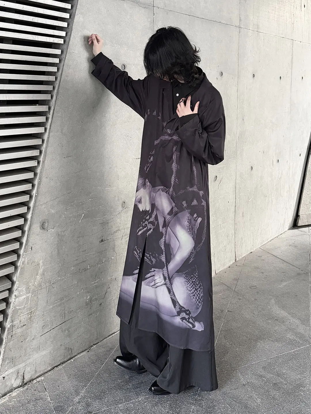 YAMAMOTO-Style Shirt,HighQuality Riginal Design,Naito Sparrow Printing ,Japanese Kimono Mid-length Top,Unisex Style