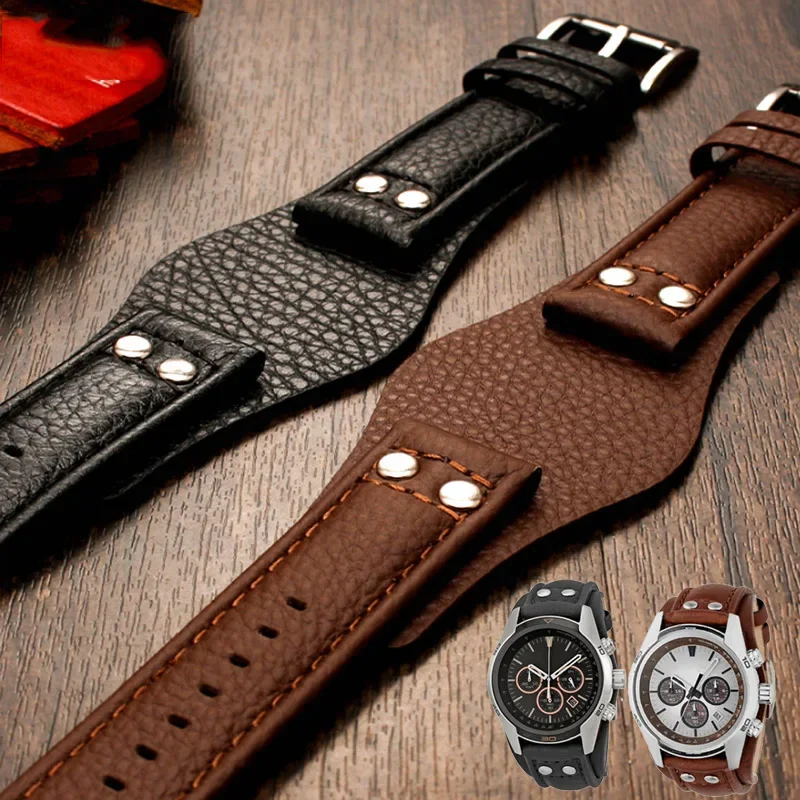 Genuine Leather Watchband 22mm strap With mat for fossil CH2891 CH3051 CH2564 CH2565 watch band handmade mens leather bracelet