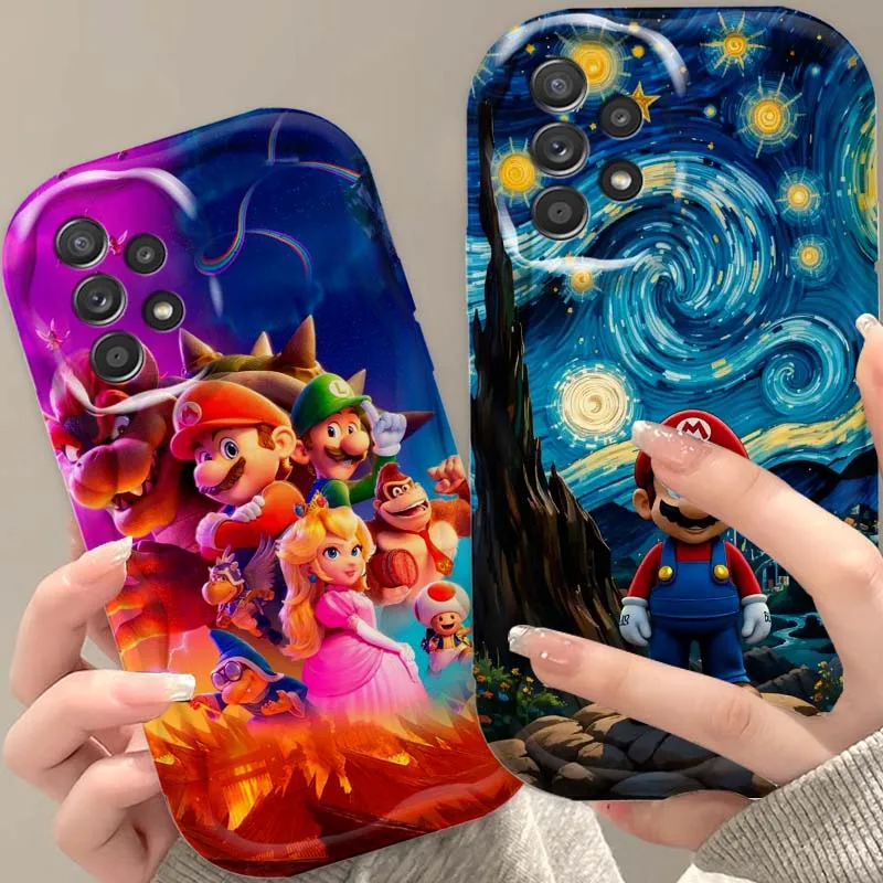 

M-Marios Cartoon Cute Phone Case For Samsung A73 A72 A71 A56 A55 A54 A53 A52 A51 A32 A36 A26 A25 A13 A14 5G Wave Oil