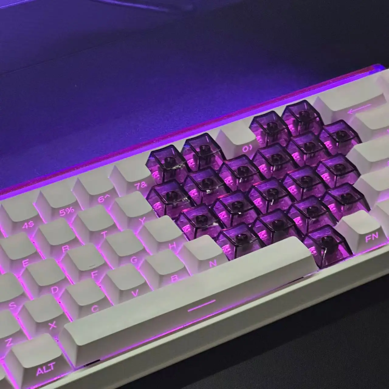 Copritasti a doppio incisione laterale trasparente, copritasti pbt originali altamente trasparenti