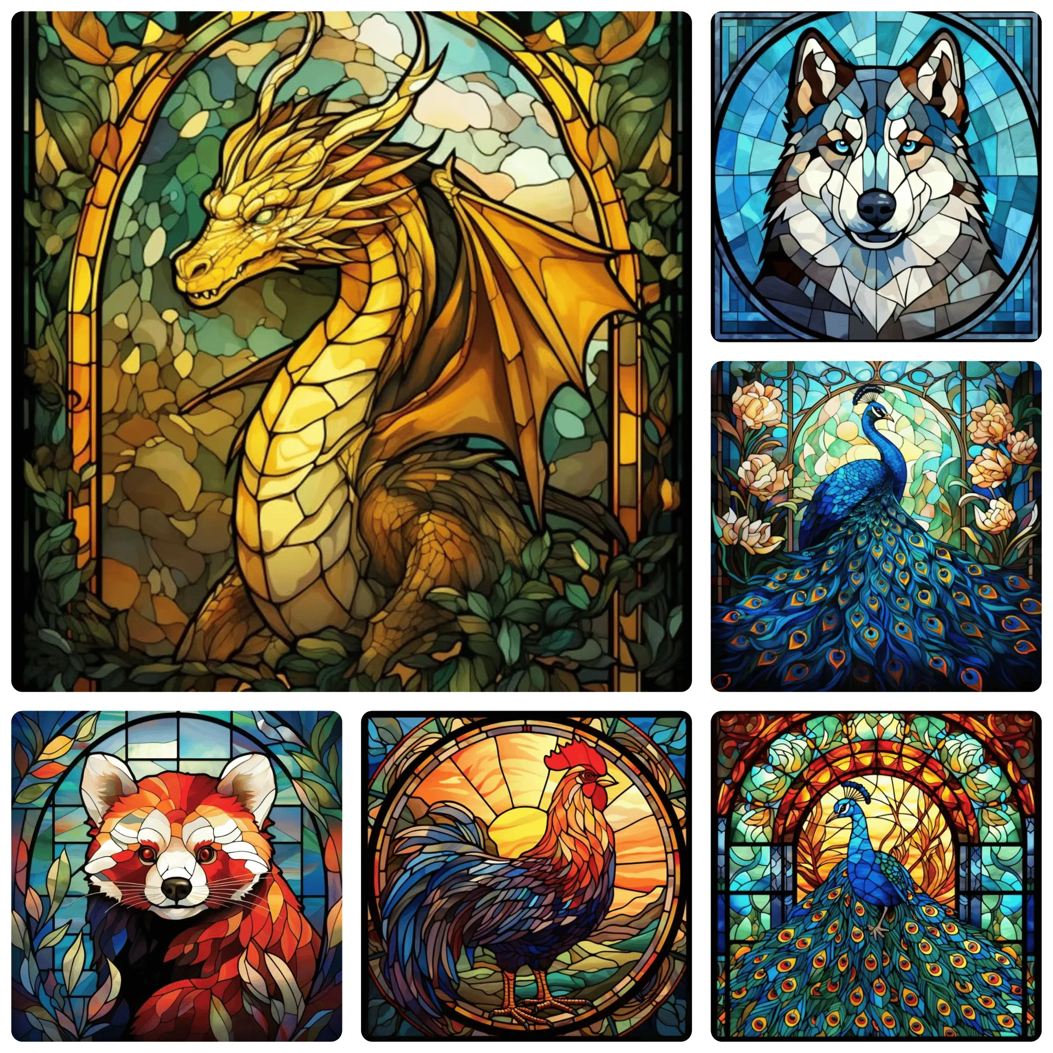 Kits de pintura de diamantes de animales de vitral de dibujos animados, mosaico cuadrado y redondo completo, arte hecho a mano, decoración del hogar, 5D DIY, nuevas llegadas