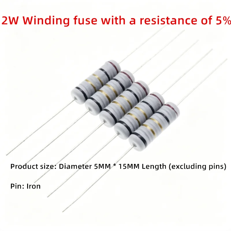 20PCS 2W Winding Fuse With a Resistance of 5% 0.05R 0.1R 0.33R 1R 1.8R 5.1R 6.8R 10R 20R 43R 82R 200R 270R 300R 330R 100R 27R