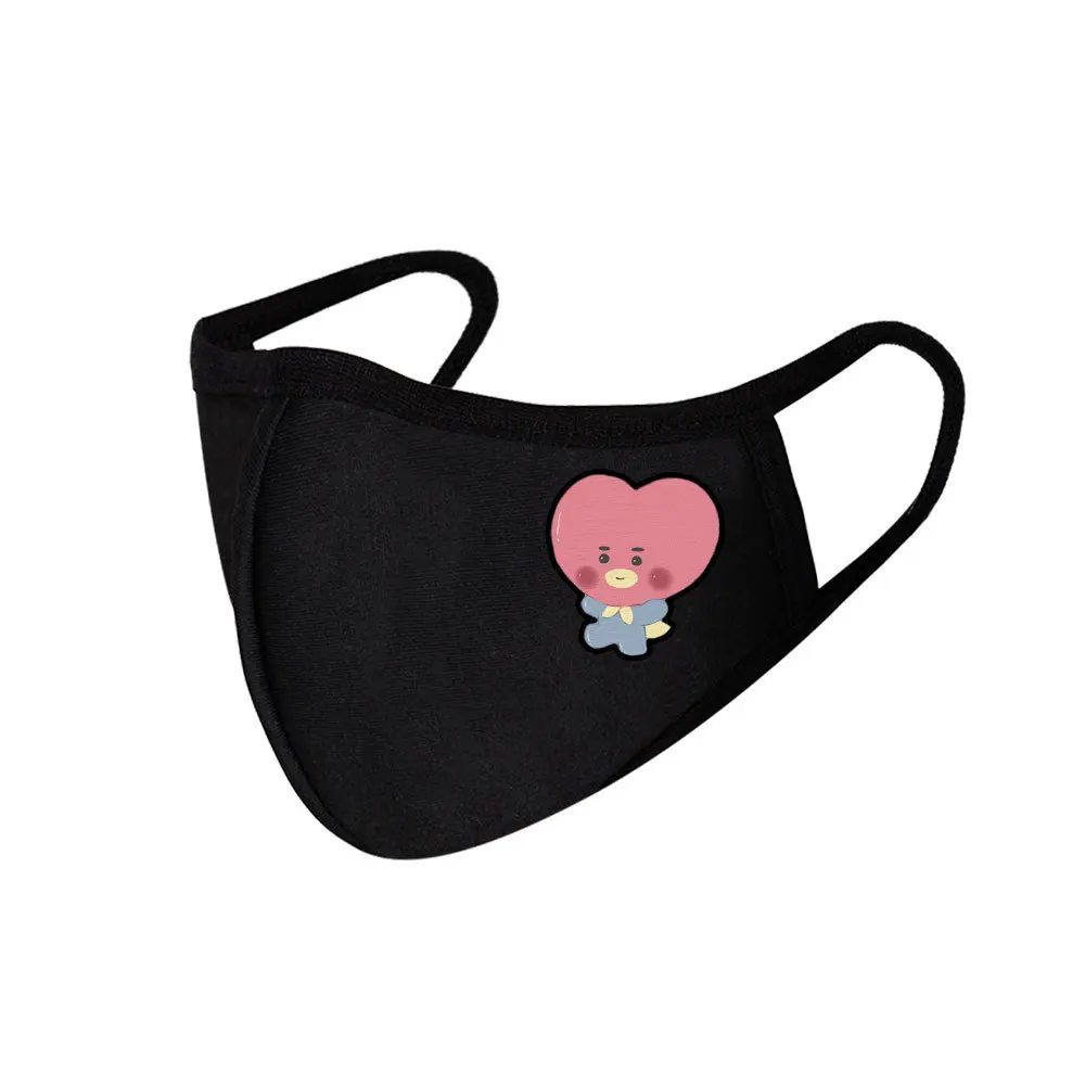 BT21 Series 3D V-Shaped Double-Layer Cotton Mask Anime Cartoon Cute Adult Black Face Mask Fans Gift Wholesale