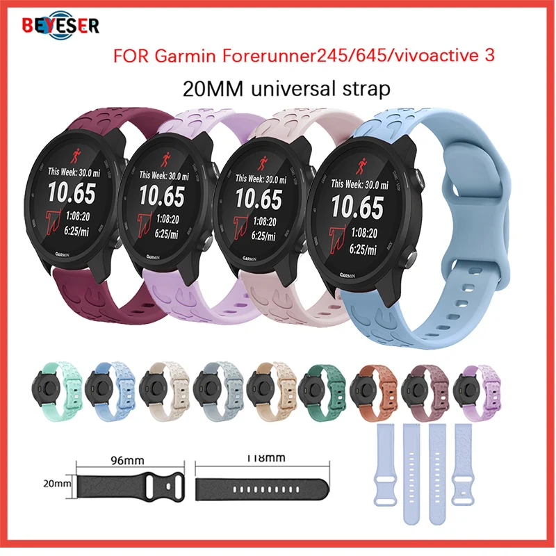 패션 레오파드 무늬 실리카 젤 시계 스트랩, Garmin Forerunner245, 645, vivoactive 3, Galaxy Watch 6 시계 액세서리