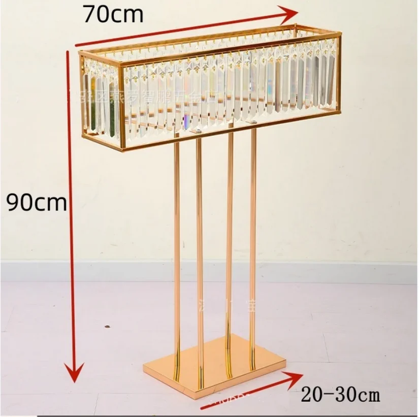 

New stainless steel shiny gold wedding crystal tabletop decoration rack, banquet performance party background props, cake rack