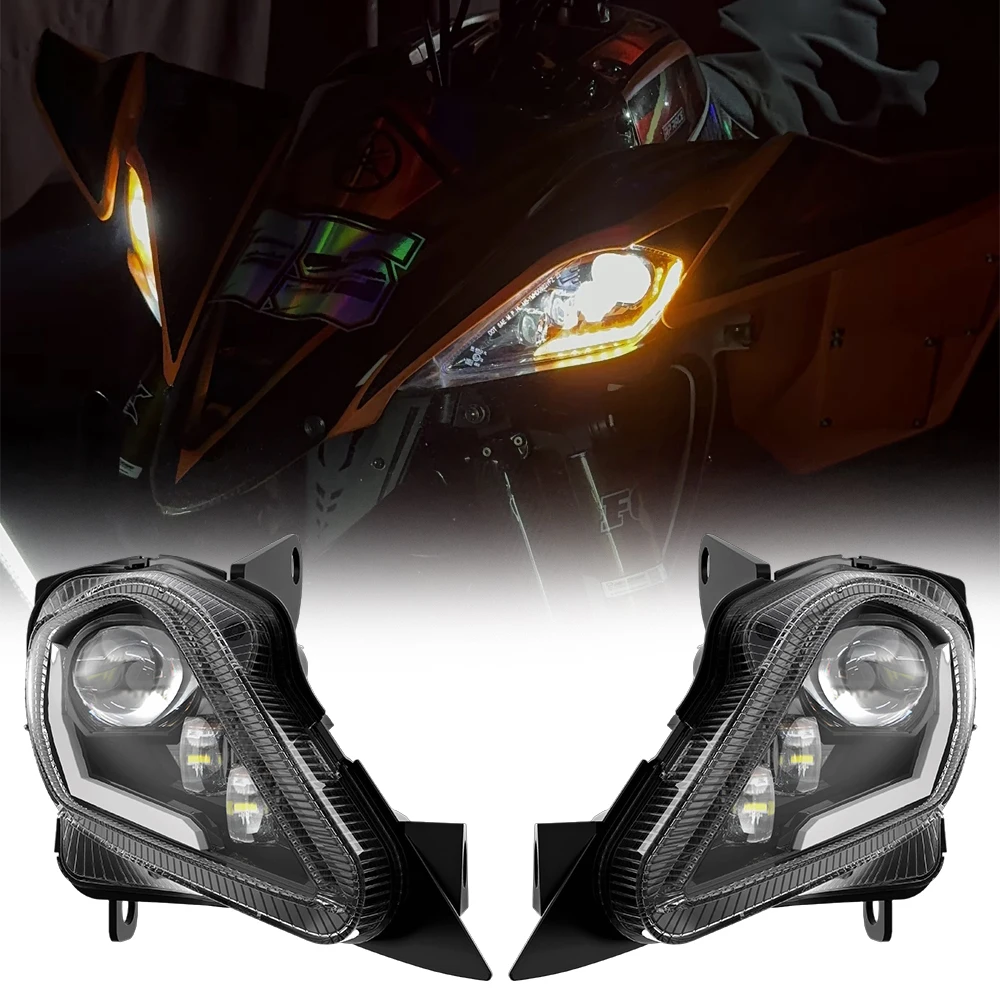 DOT E24 ATV LED Headlight Assembly for Yamaha YFZ450 YFZ450R YFZ450X YFZ450V LED Headlamp DRL & Turn Signal Lights Accessories