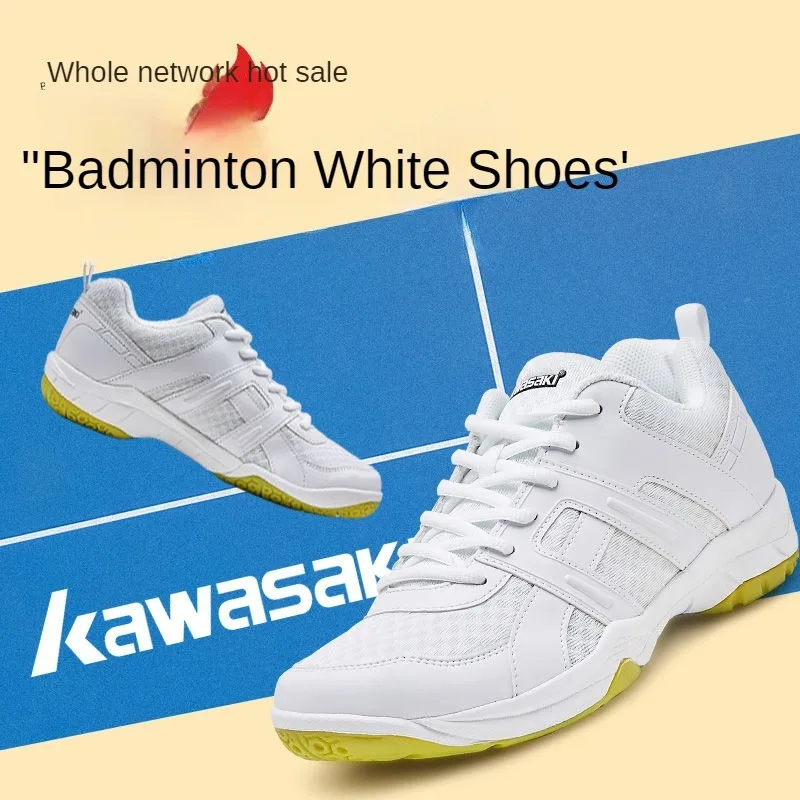 Kawasaki Badminton Shoes For Men And Women Breathable Sports White Shoes Table Tennis Volleyball Professional Training Sneakers