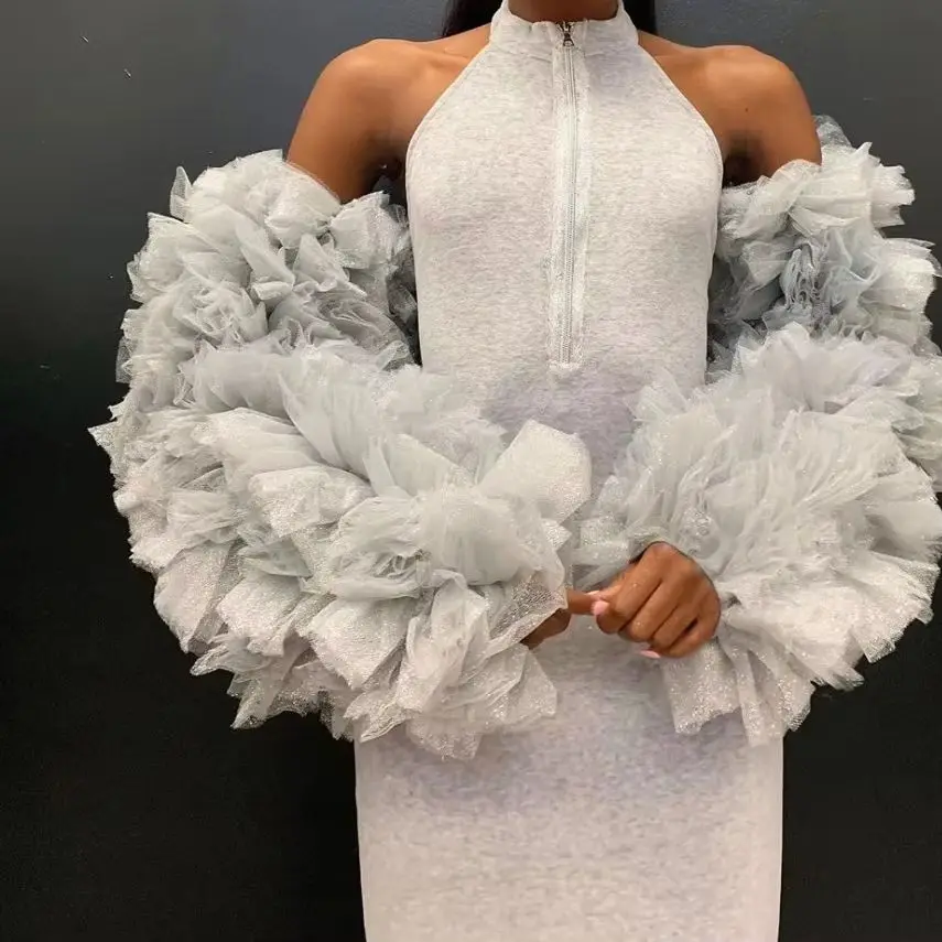 Ruffles Bridal Wedding Gloves - usage example