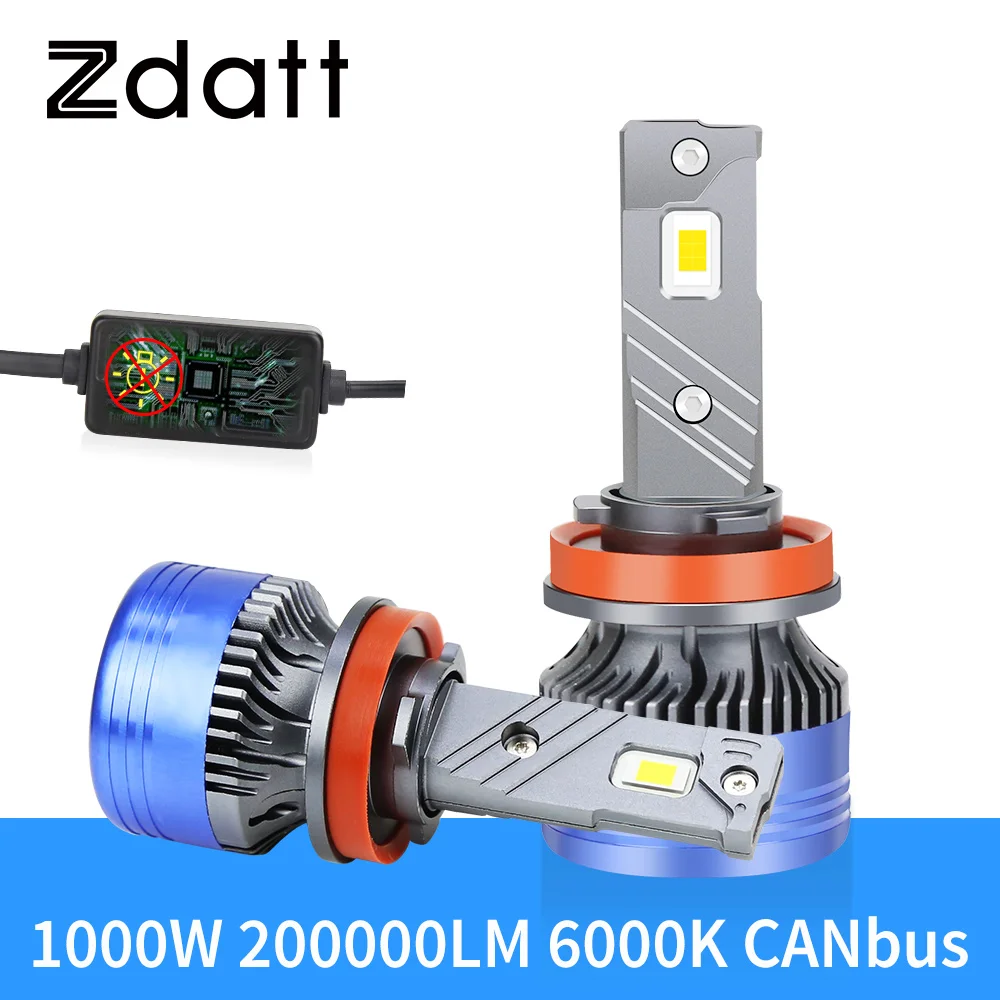 

H7 Светодиодная лампа для фар 1000 Вт 6000 К H1 H4 H7 H8 H11 9005 HB3 HB4 Лампа Canbus 200000LM 12V Turbo Автоматические противотуманные фары Светодиоды