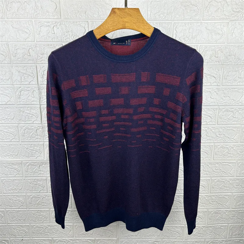 

Busin Casual Long Sve круглый вязаный свитер из смеси шерсти 70% удобная осенняя коллекция для мужчин среднего возраста