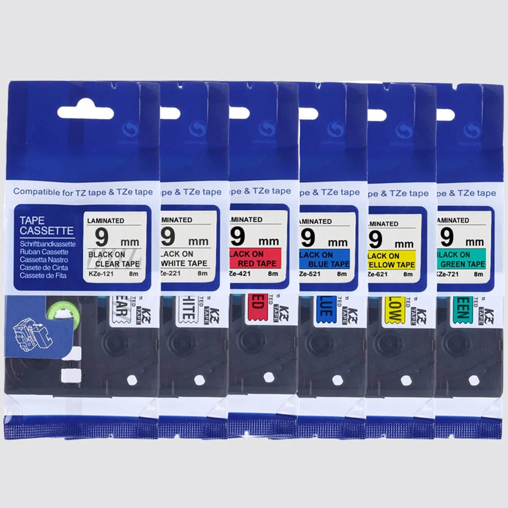 1 Stück TZ 221 121 421 621 Kassettenband kompatibel Brother Tape 9 mm Beschriftungsband für Ptouch PT-H110 Brother Etikettendrucker