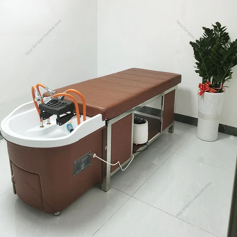 Nordic Head Spa Shampoo Chairs Four Flushing Heads Styling Hair Shampoo Chairs Comfort Massage Commercial Furniture Sillas FYSC
