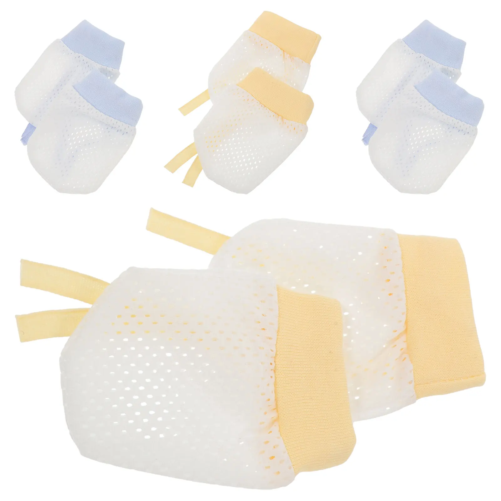 

4 Pairs Mesh Gloves Drawstring Newborn Mittens Infant Hand Shield Nylon for Infants Girl Covers