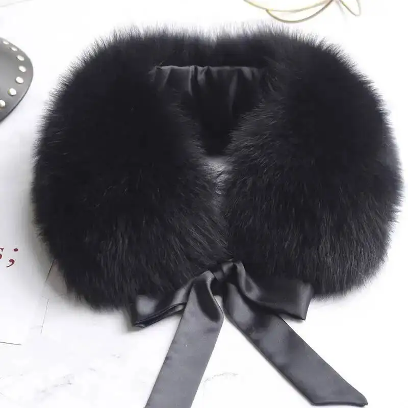Col en Fourrure de Renard group pour Femme, Écharpe à Ruban, Manteau Chaud, Plusieurs Couleurs, Mode Hiver, Nouveau