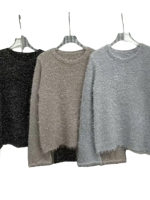 Shiny Sequin Knitted Loose Sleeveless round Neck Bell Sleeve Sweater Women's Commute Style Korean Loose Fit Knitwear view 2