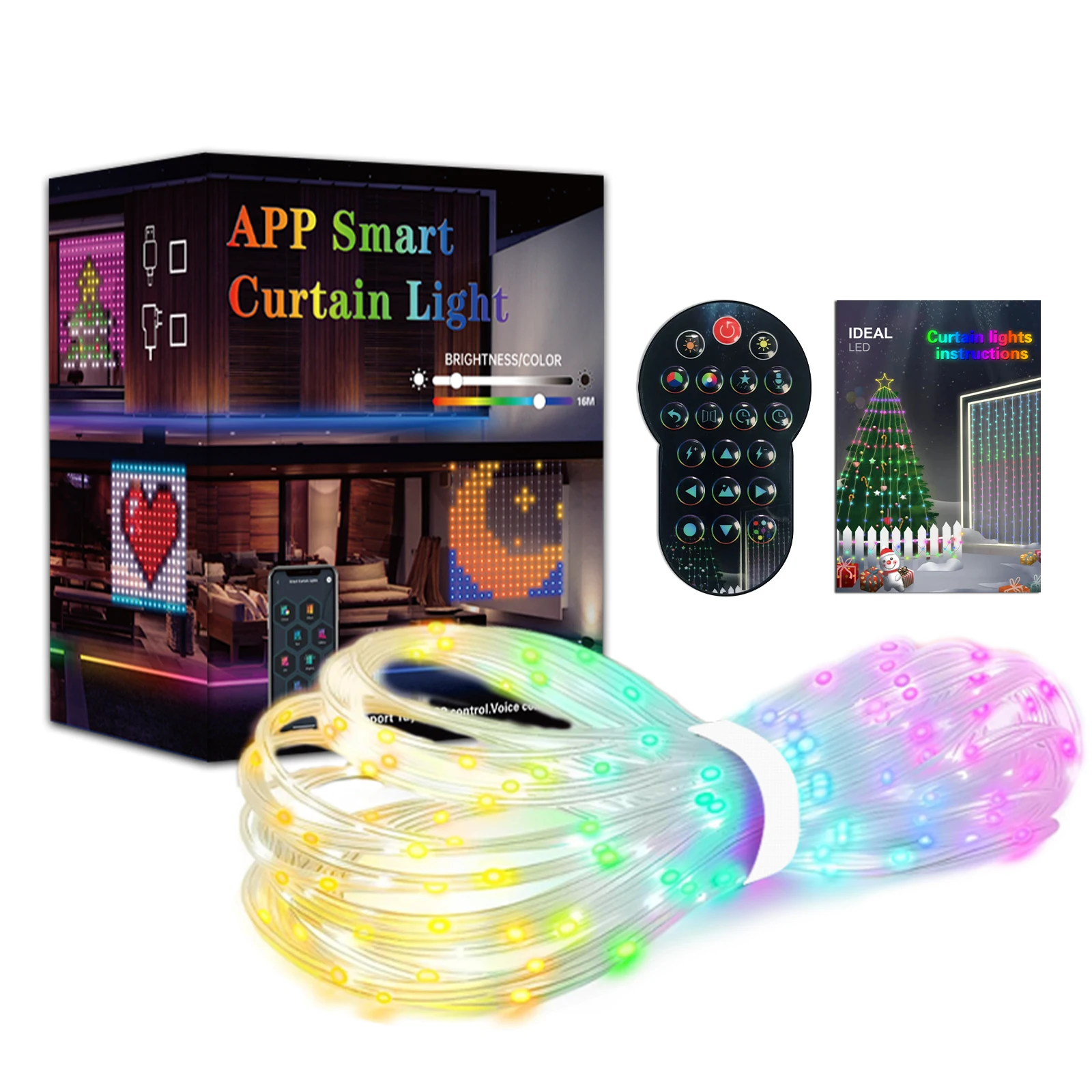 

Светодиодный гирлянда-занавеска С App-управлением, цветные дисплеи RGB, неограниченные цветовые комбинации (USB 5 В)