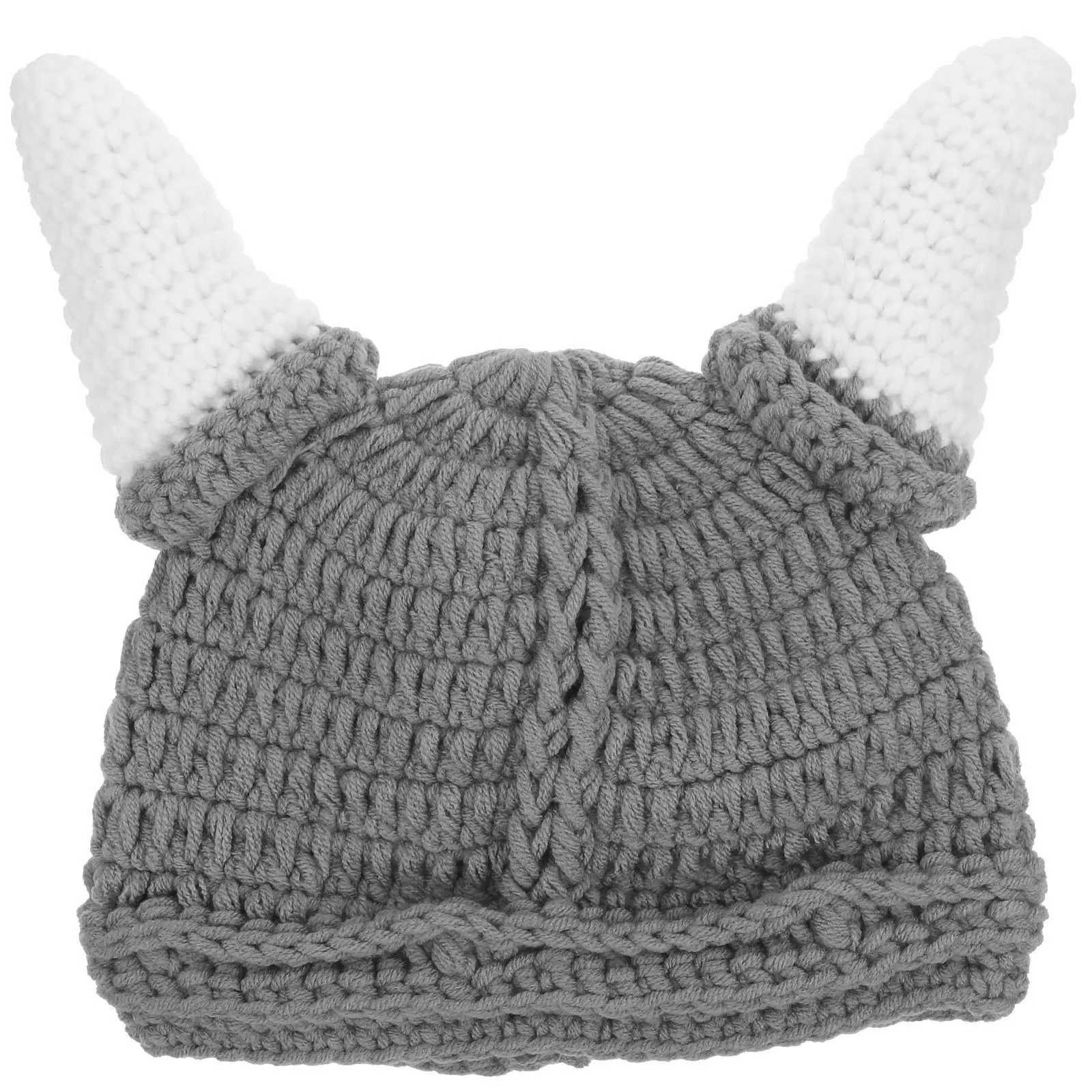 

Charming Baby Ox Horn Hat Winter Kids Warm Wool Beanie Infant Grey Durable Practical Cozy Charm Kids Hat Wool Cap