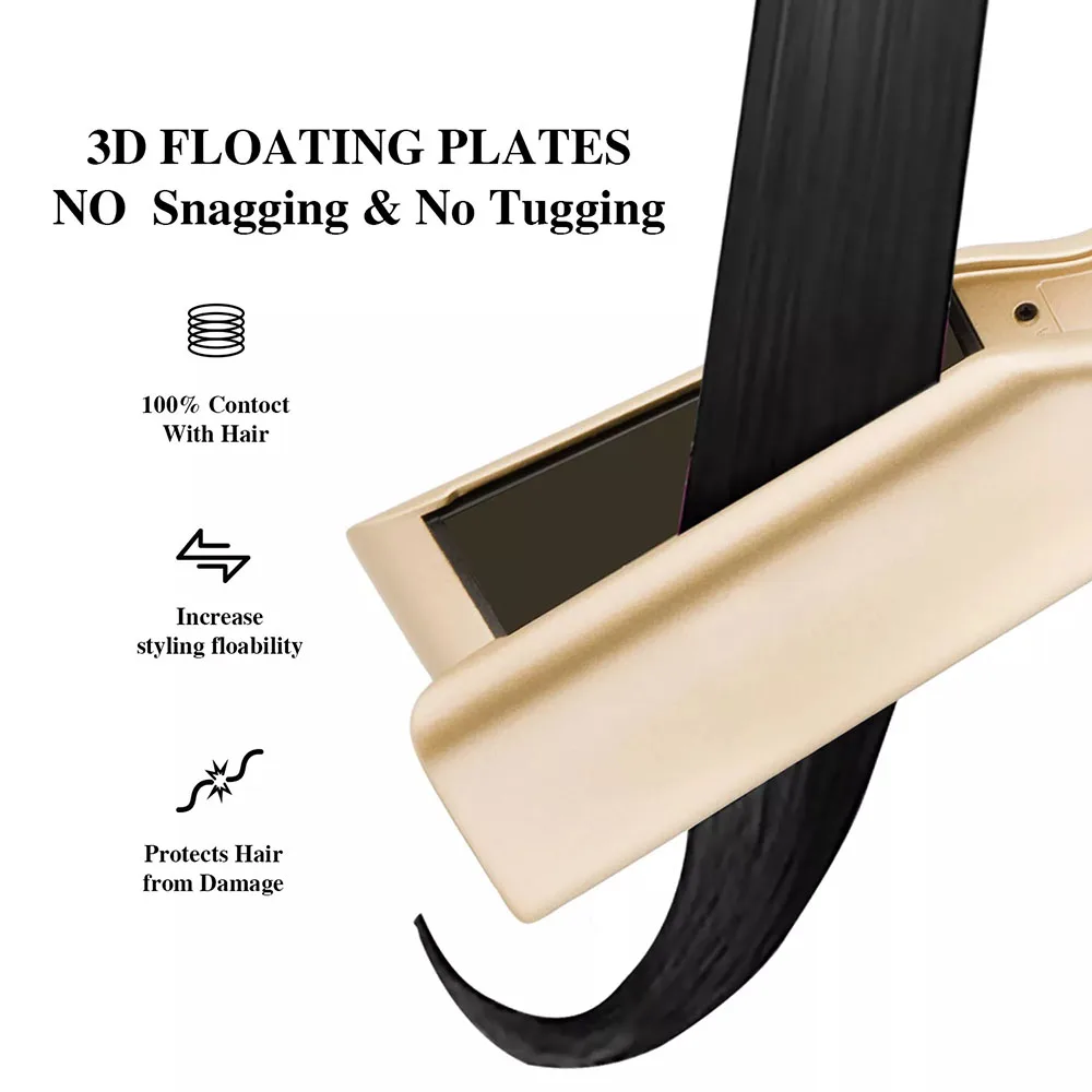 شاشة تعمل باللمس MCH لوحة واسعة الذهب البرازيلي الكيراتين العلاج التيتانيوم 230 ℃ المهنية دائم حديد مسطح مكواة فرد الشعر