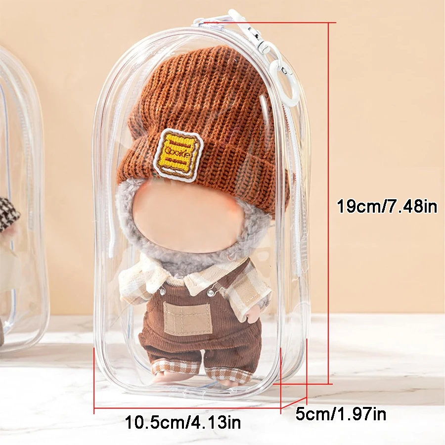 متوافق مع حافظة واقية لعبة Labubu/حقيبة غبار ذات طابع شفاف مع سلسلة مفاتيح، مناسبة للتجميع والعرض #5