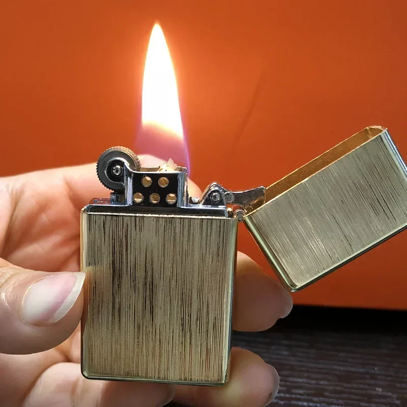 Original Kerosene Lighter Creative Retro Lighter Pure Copper Windproof Box Brass Cigarette Gasoline Engine Smoking Gift Gadget