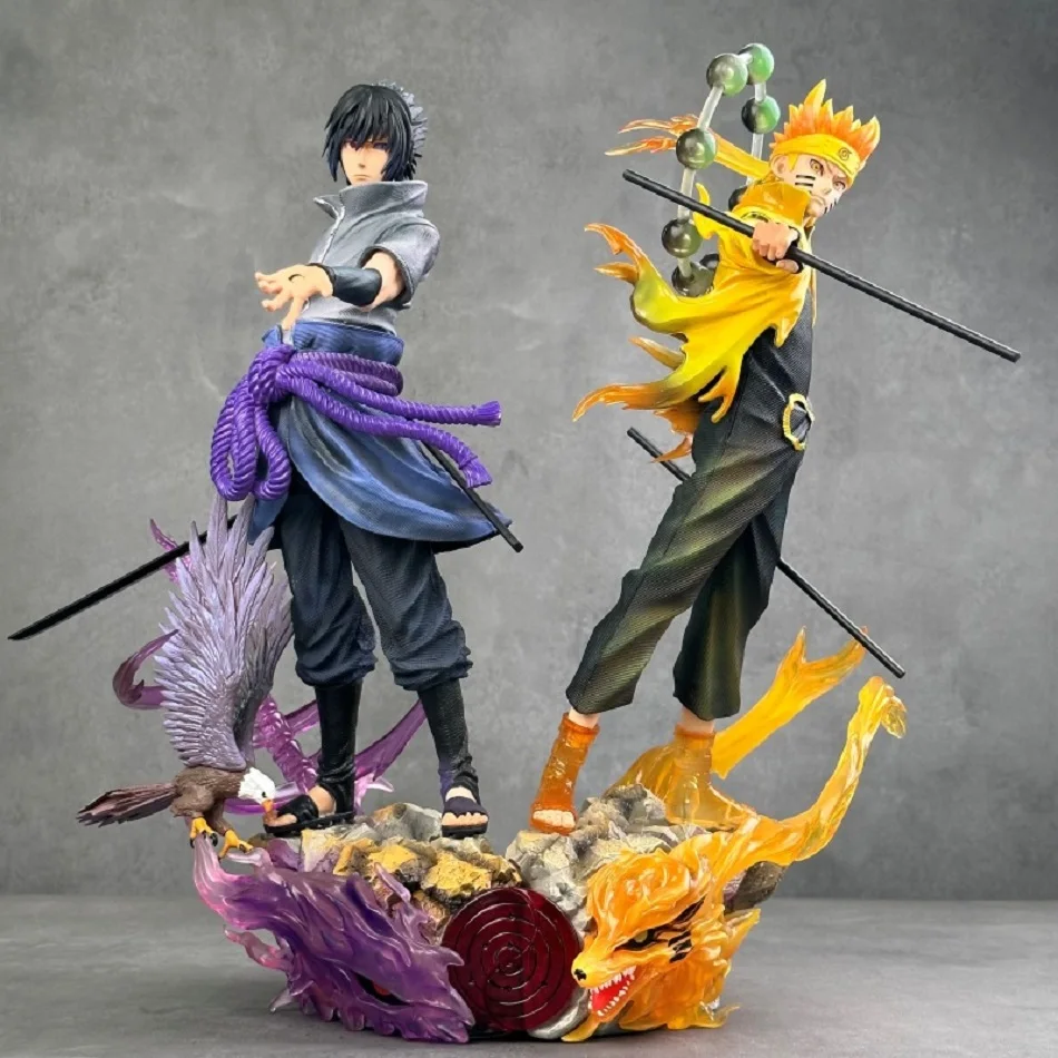 35cm/13,78 Zoll Naruto Anime Figur Uzumaki Naruto Uchiha Sasuke Actionfigur PVC-Statue Schreibtisch-Dekoration Sammlerstück Spielzeug Geschenk