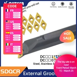 SDQCR – outils de tournage de tour, porte-outil interne, barre d'alésage, inserts en carbure, DCMT
