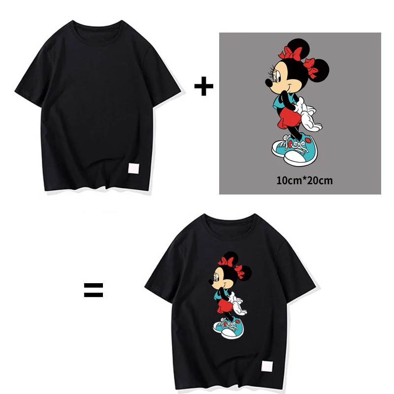 Disney Mickey Minnie Mouse Goofy Patches Clothing Heat Transfer Stickers Iron on T-Shirt Patches for Clothes Kids Kawaii Custom