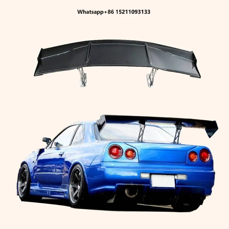 Car Body Kit Carbon Rear Wing for Skyline R34 GTT GTR AUTOSLK Style Rear Trunk GT Wing Spoiler