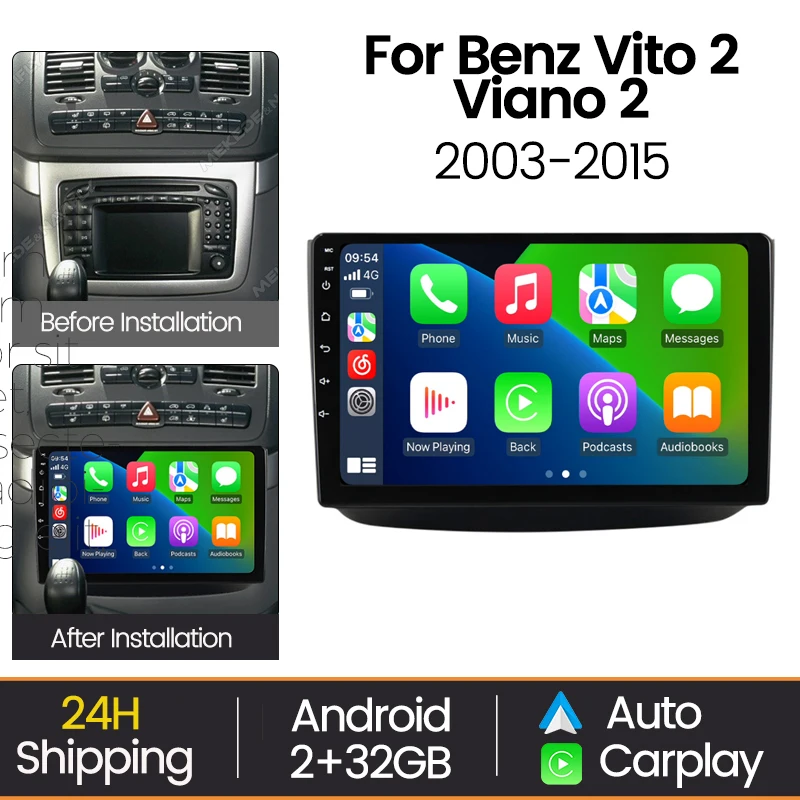 

Экран MEKEDE с поддержкой Android Auto и Carplay для Mercedes-Benz Vito 2, Viano 2, W639 2003-2015, автомобильная мультимедийная система с Wi-Fi и Bluetooth.