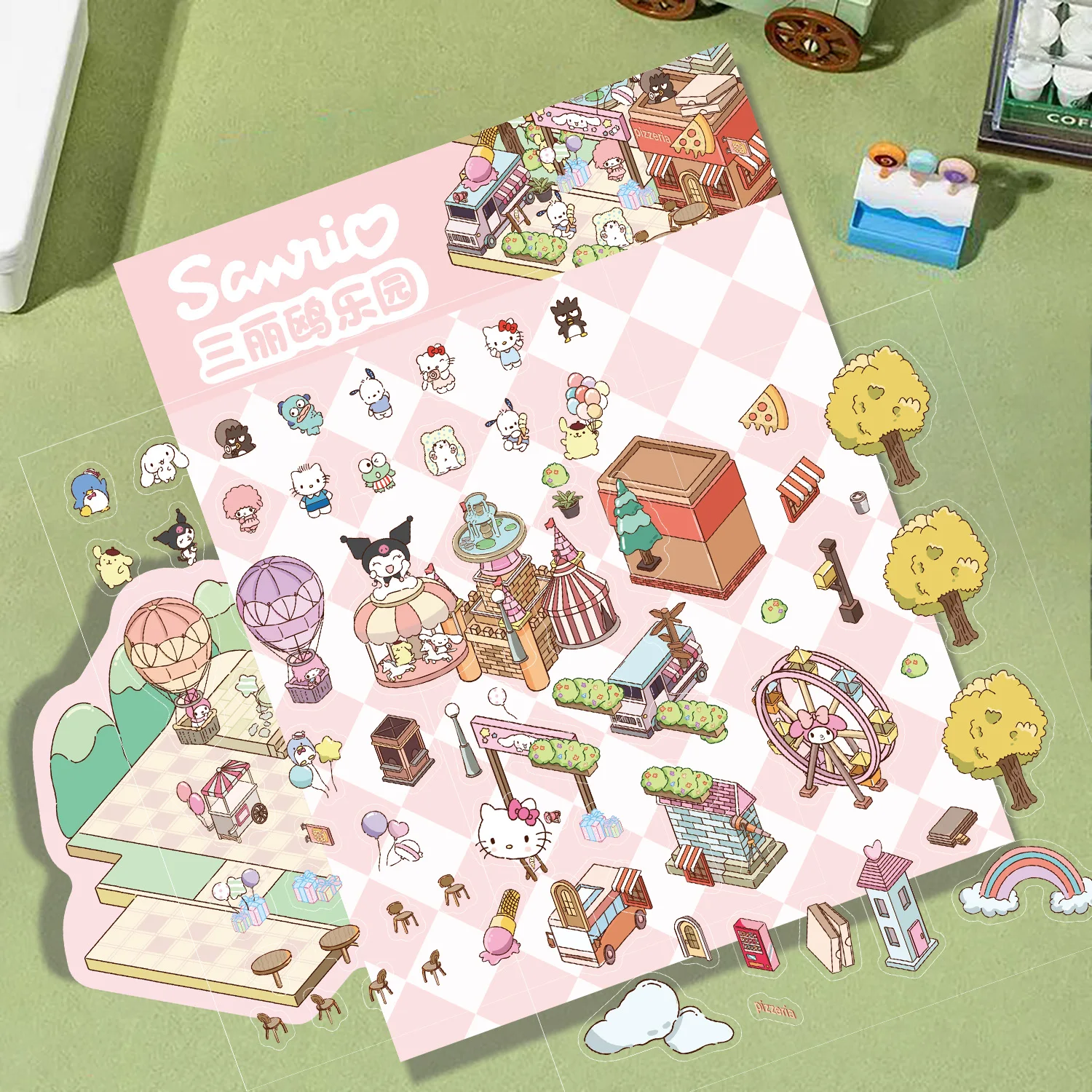 

3D Sanrio Cartoon Park Hello Kitty Paradise Cute Cartoon 3d Miniature Stickers Stress Relief for Adult Children Fashion Poster