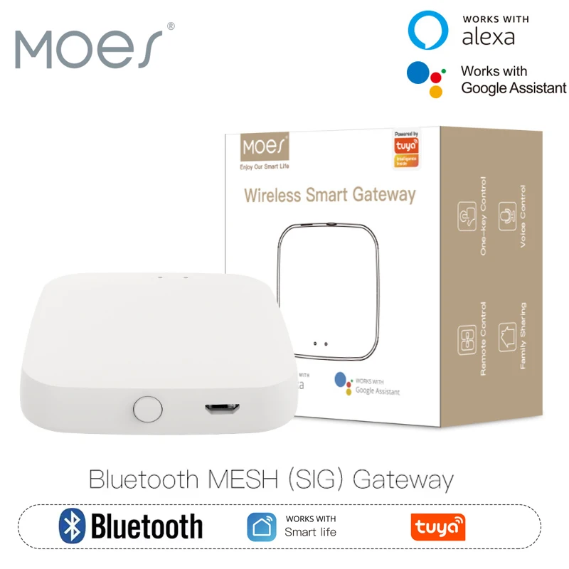 

MOES Tuya Bluetooth Gateway Hub Smart SIG Mesh WiFi Smart Life APP Дистанционное управление Работа с Alexa Google Home
