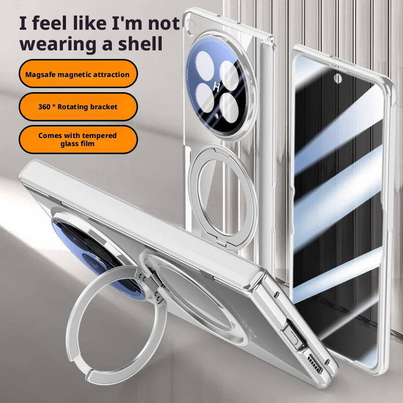 

Magnetic Transparent Privacy Screen Tempered Glass Protector Case For Oppo Find N6 Spring Hinged Holder Back Cover