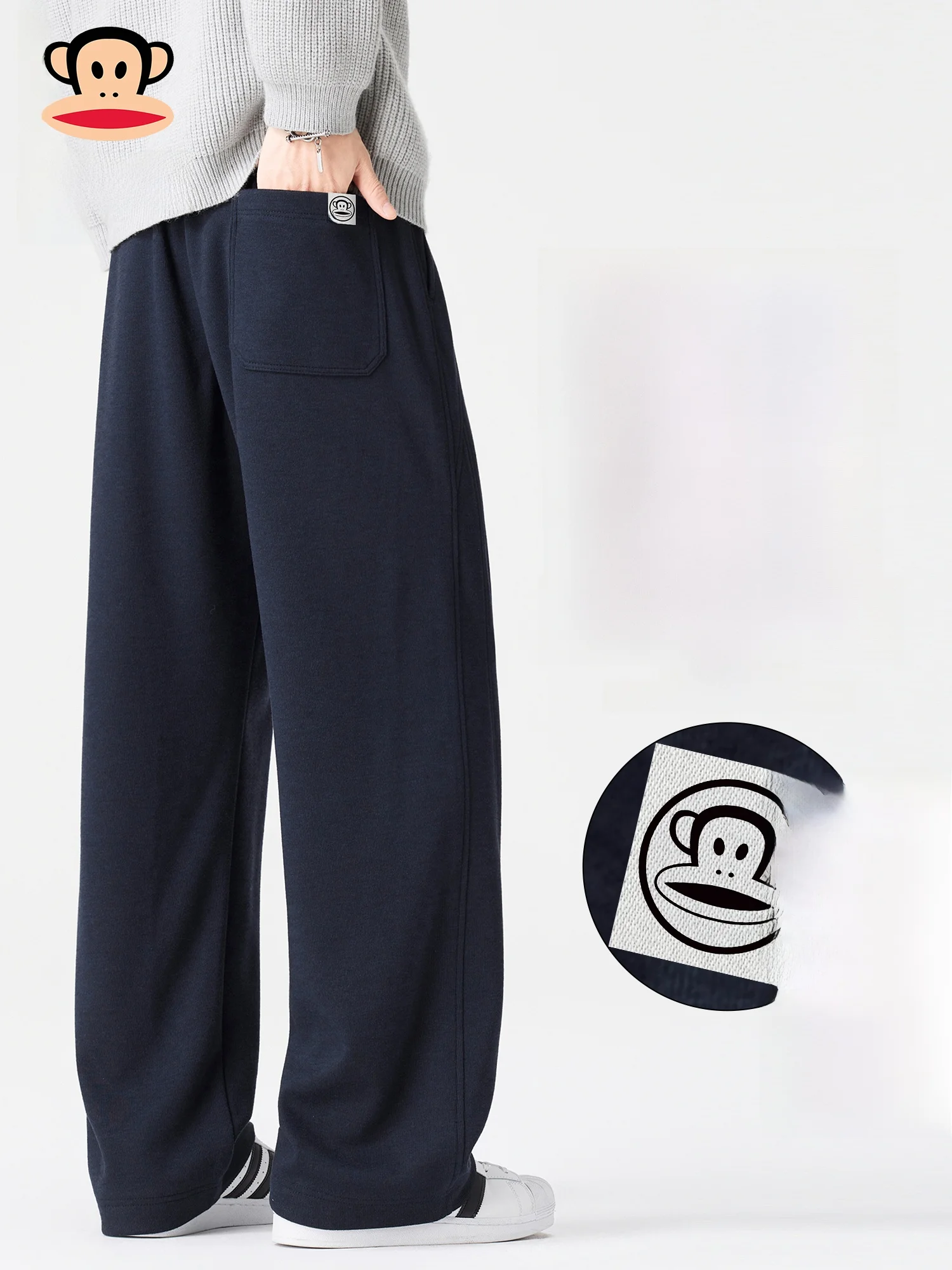 

PaulFrank Heavy Du Drapey Casual Pants Men's Spring Fce Lined Thi Straight Leg Sports Sweatpants American Sle Loose Fit