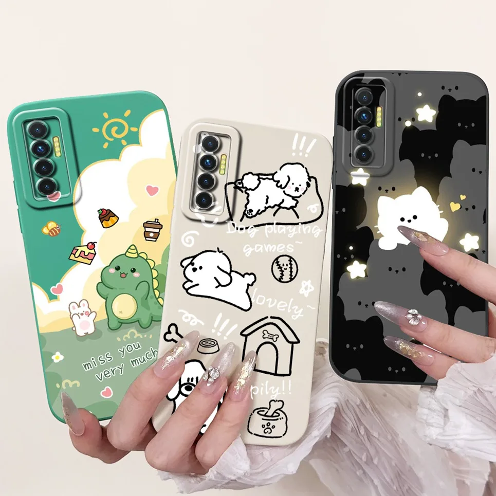 For Tecno Camon 17P / Camon 17 Pro Phone Case Luxury Fashion Panda Cat Rabbit Bumper Matte Silicone Soft Funda On Camon17 Coque