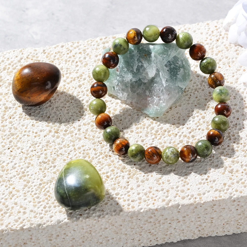 3pc Wealth Attraction Tiger Eye Stone Bracelet Set, Gift