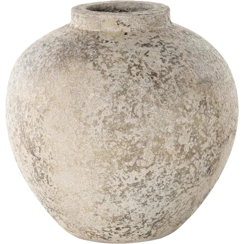 

79 Ceramic Handmade Decorative Vase Antique Style Round Centerpiece Vase with Textured Distressing, Flower Vase for Home De
