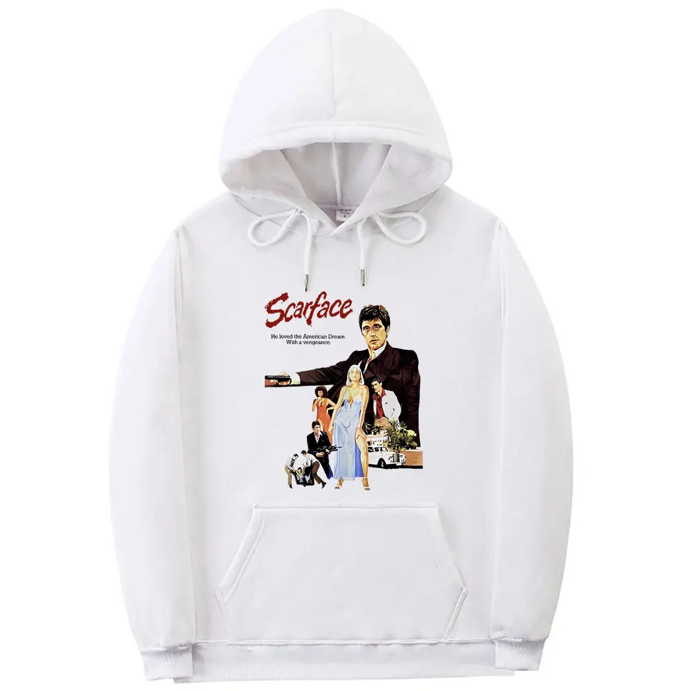 

Awesome 90s Vintage Movie Scarface Al Pacino Print Hoodie Tony Montana Graphic Sportswear Men's Hip Hop Rock Oversized Hoodies