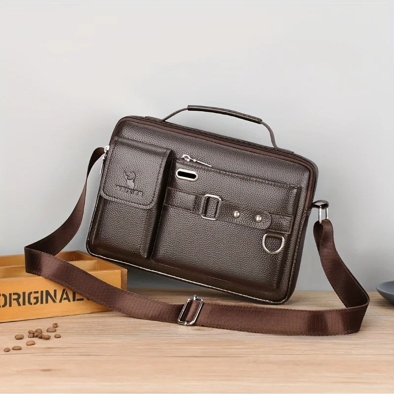 Stilvolle Umhängetasche für Herren mit verstellbarem Riemen, Business-Casual-Einsatz, perfekt für Pendler, Arbeit, Alltagsutensilien – Detail 9
