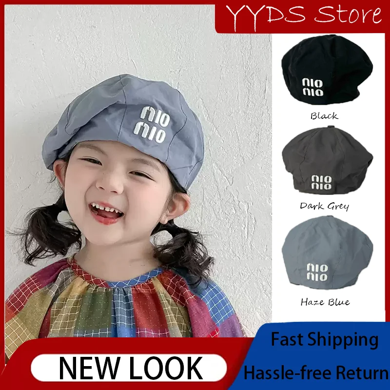 Spring Summer Niche Letter Navy Beret Quick Dry Fashion Casual Painter Hat for Boys Girls Daily Wear
