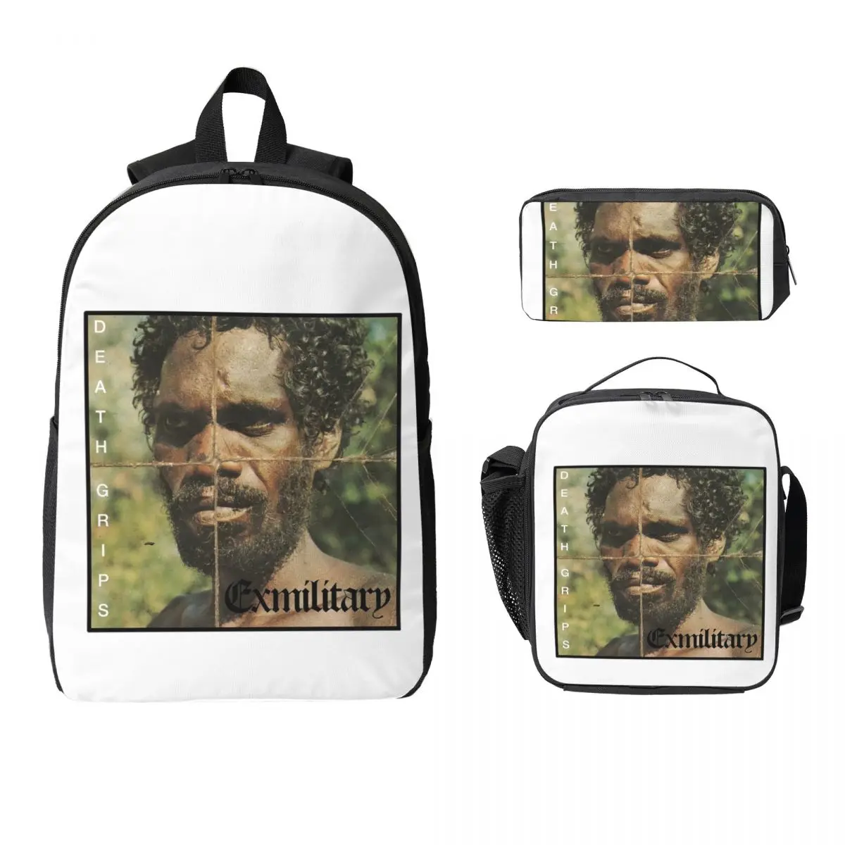 

Death Grips Exmilitary Backpack Student Boys Girls BookBag School Bag Laptop Shoulder Bags 3ps Insulated Lunch Bag Pencil Case