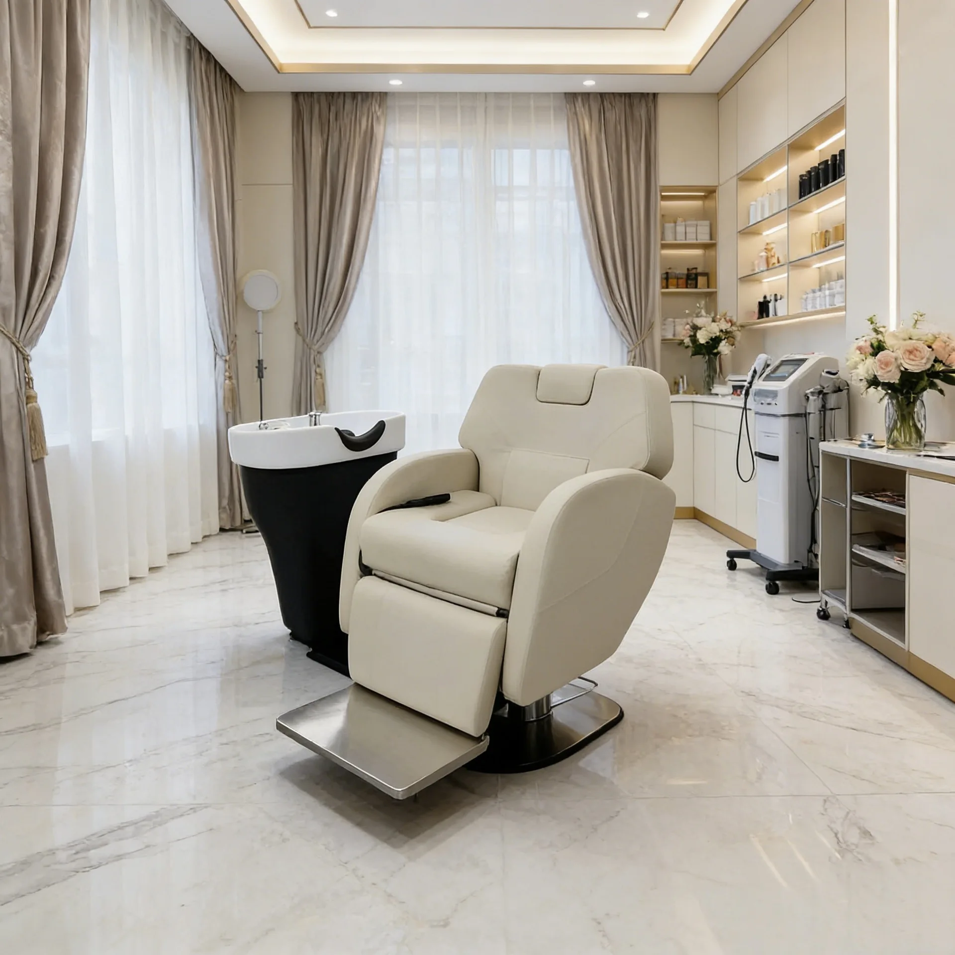 Hair Salon Chair Automatic Folding Therapy Chair Hairdressing Salon Beauty Hairdressing Head Therapy Half Lying Lift Chair