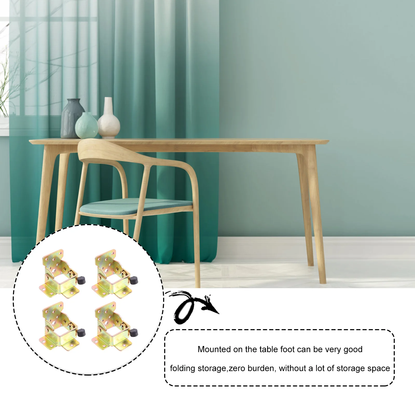 

4pcs Folding Leg Hinge Heavy Duty Iron Self-locking 90 Degree Bracket Folding Hinges Furniture Hardware Accessories