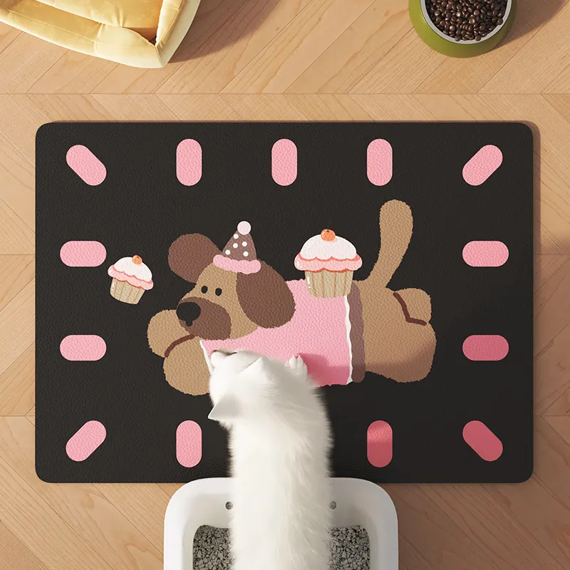 VIKAMA Pet Mat Waterproof Non-slip Washable Cuttable PVC Floor Mat for Dog Crate Cat Litter Feeding