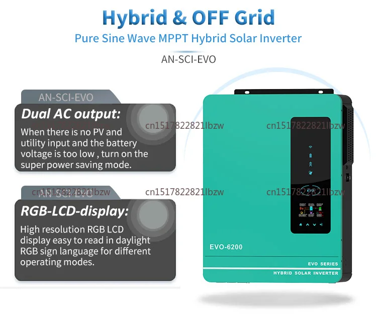 Hybrid Off Grid Solar Inverter for Home 3.6 Kw 4.2 Kw 6.2 Kw