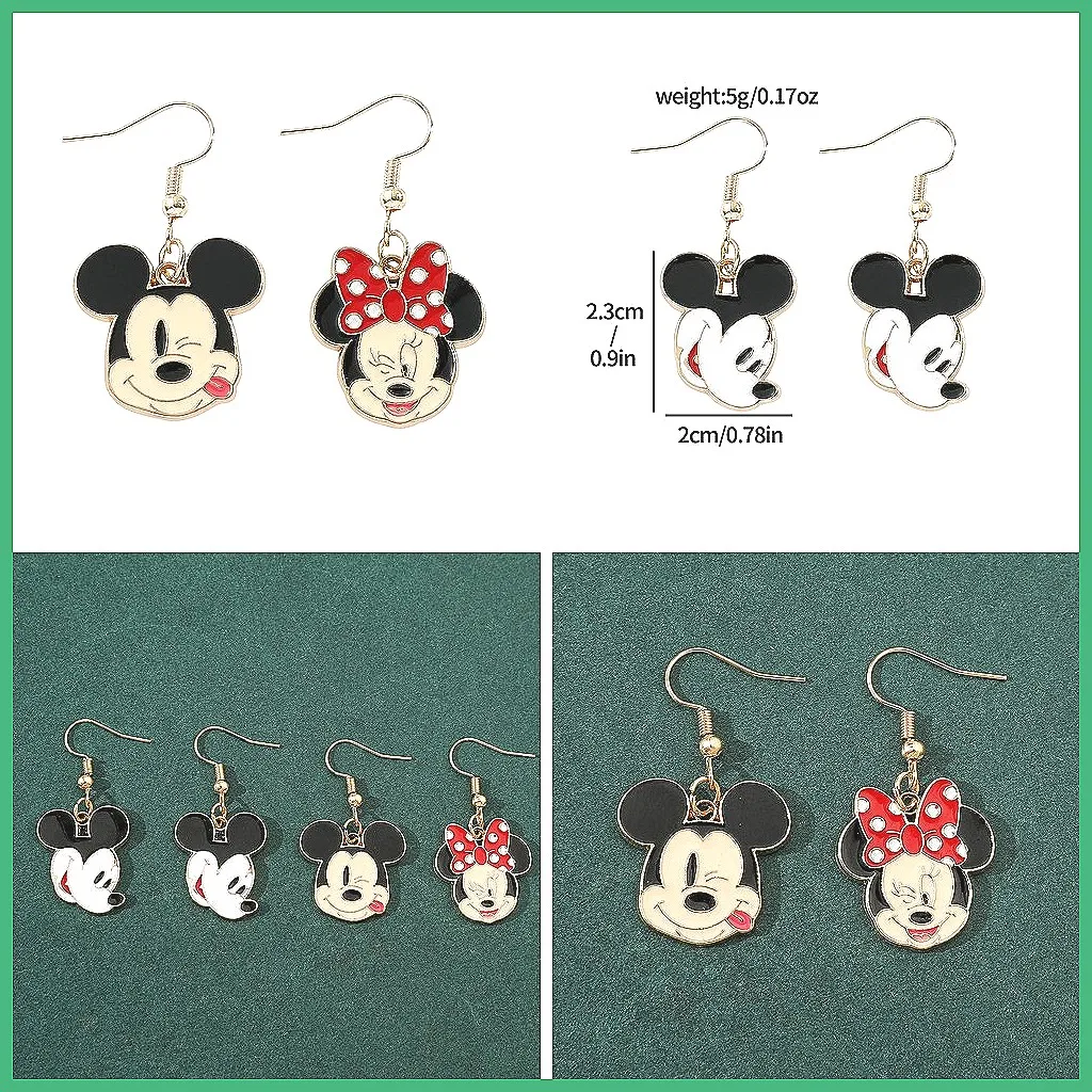 

Висячие серьги с Микки Маусом, асимметричные милые зажимы для ушей с героями мультфильмов, модные ювелирные подарки для девочек