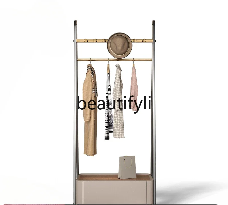 

Coat rack, chest, bedside table, integrated minimalist floor-to-ceiling door entry, multi-functional hanger