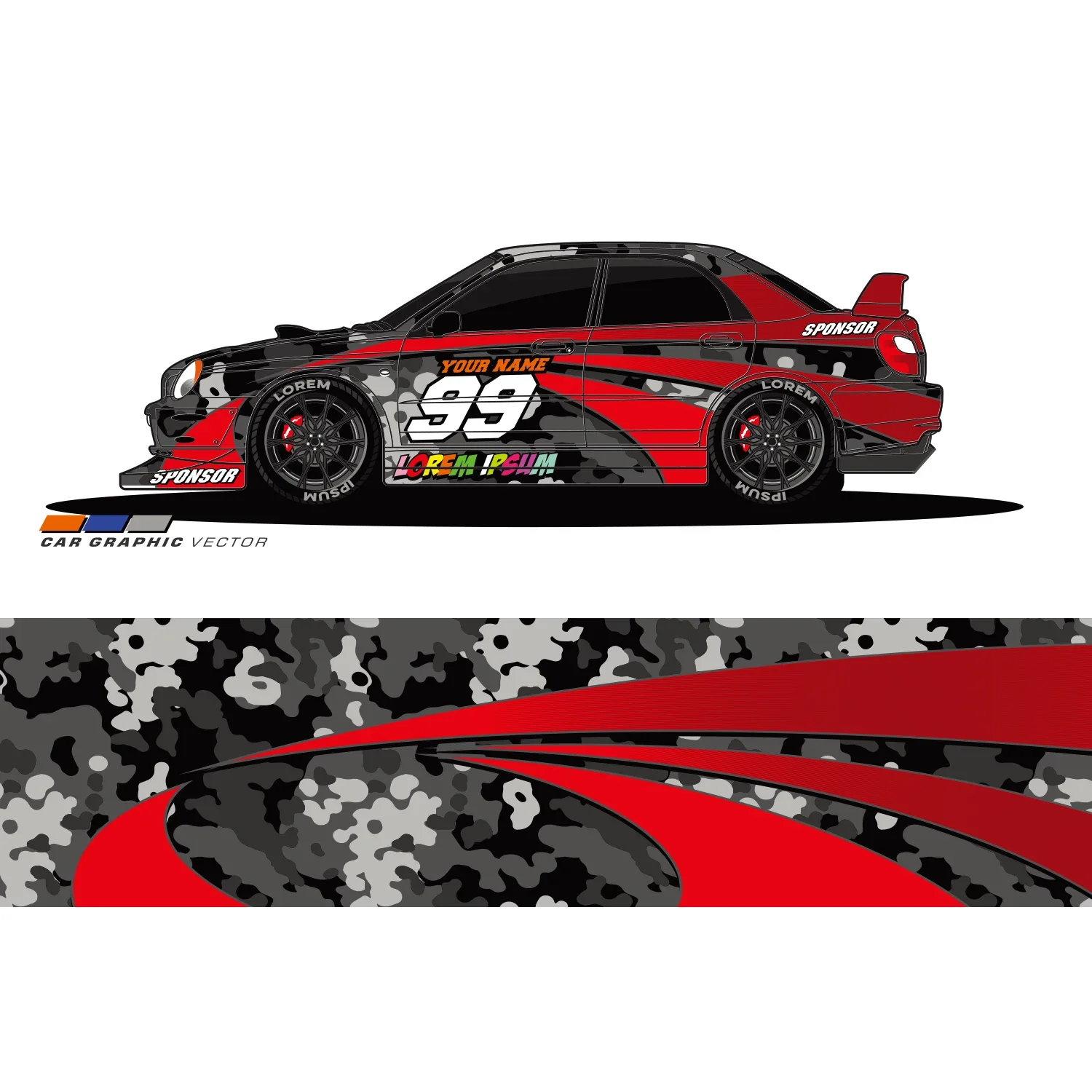 Racing Stripes Car Car Full Wrap Sticker Decorative Car Decal Cut Body Racing Graphic Decal Vinyl Wrap Length 400cm Width 100cm